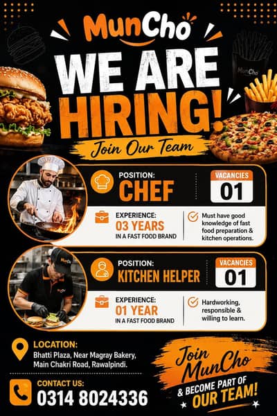 Hiring Chef &  helper