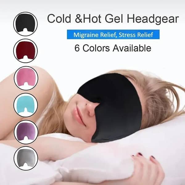 360° Gel Migraine Relief Cap – Hot & Cold Therapy Head Wrap | Headache Relief Cap, Ice Pack Hat, Puffy Eyes & Sinus Pressure Relief Mask