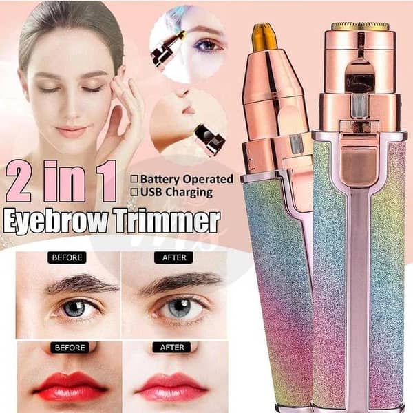 2 in 1 Women's Facial Hair Remover and Eyebrow Trimmer (Rechargeable, LED Light)