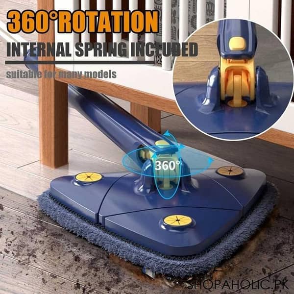 360° Rotatable Triangle Cleaning Mop | Adjustable Microfiber Flat Mop with Long Handle for Floor, Walls, Glass & Corner Cleaning