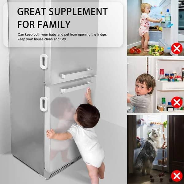 Refrigerator Child Safety Lock | Fridge/Freezer Door Lock with Strong Adhesive (No Drill) – Baby-Proof Cabinet Lock