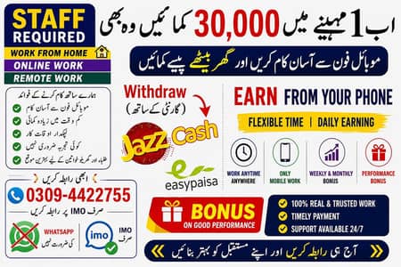 Online job - Work at home - Student / teachers / tutor / Pakistan