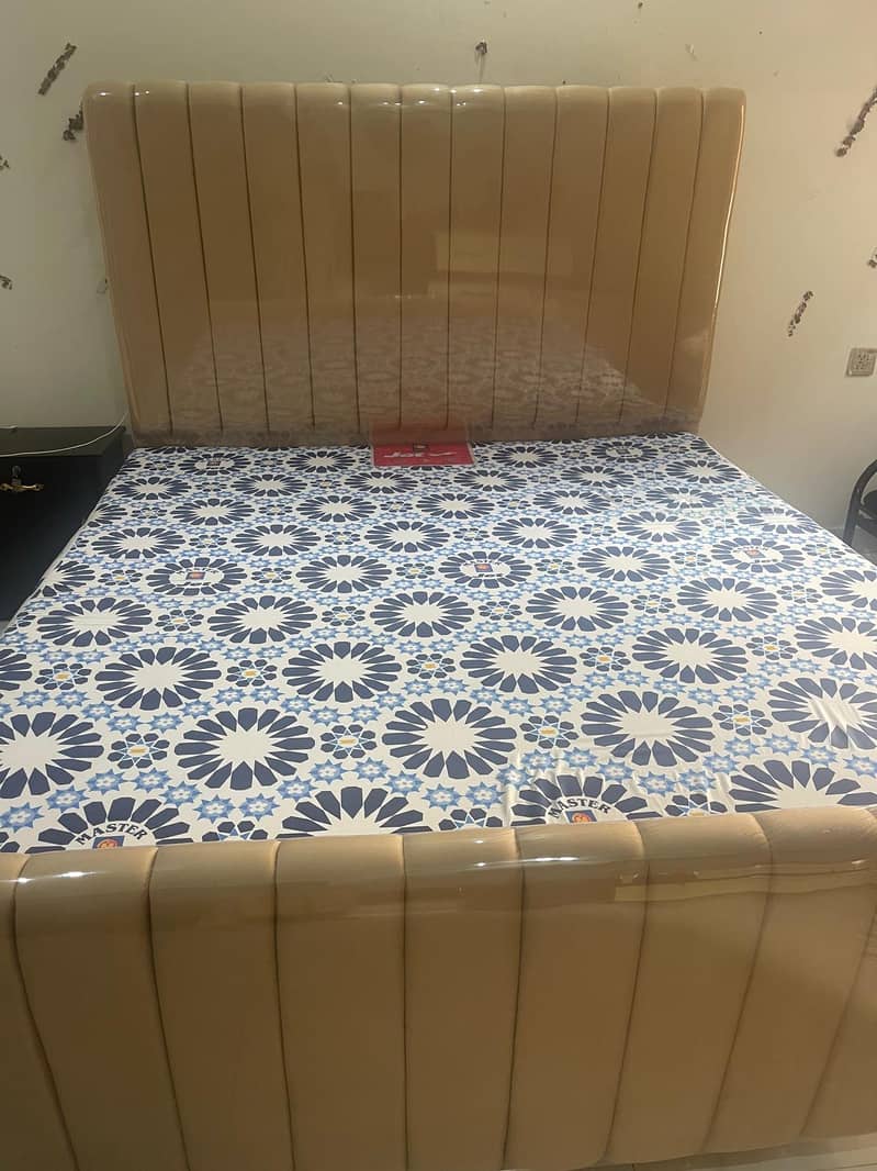 Wooden King size bed with mattress 1
