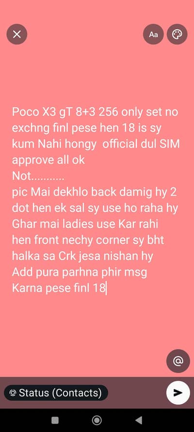 Poco X3 gT 5g 11gb 256 Details pic Mai prah k msg Karo