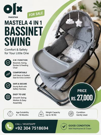 Mastela 4 in 1  Masela 4-in-1 Baby Bassinet Swing – Excellent Conditio