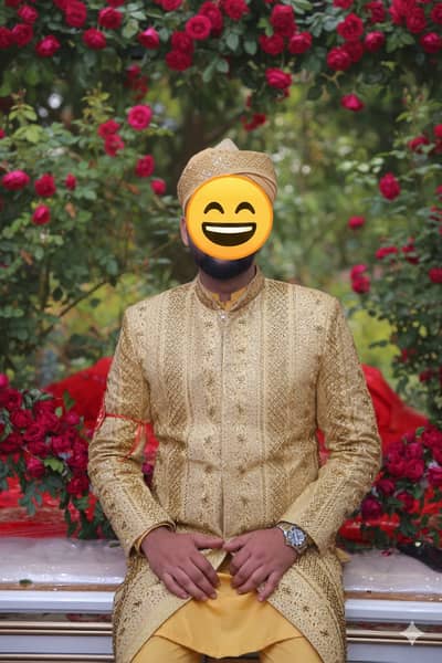Royal Golden Sherwani – Premium Wedding Dress | Designer Look | Excell