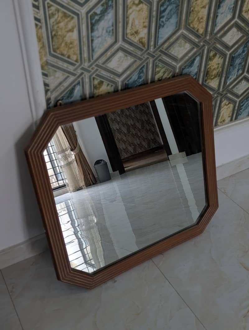 Solid Wood Octagonal Wall Mirror 0