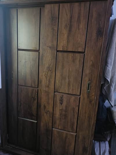 2 door sliding. wardrobe in brown color