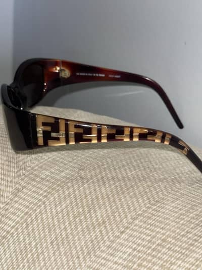 Vintage 90s FENDI S407K 215  HAVANA BROWN COLD INSERT SUNGLASSES