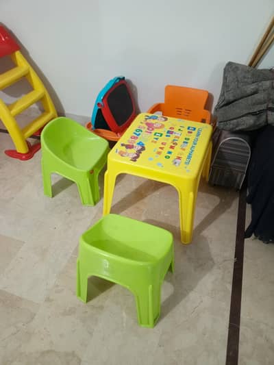 plastic table with 3 chair