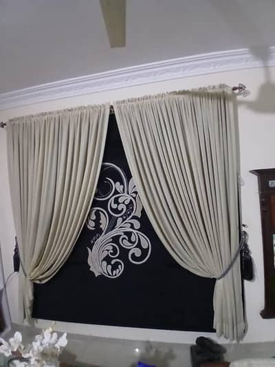 Pink and Black Blind Set with Curtains