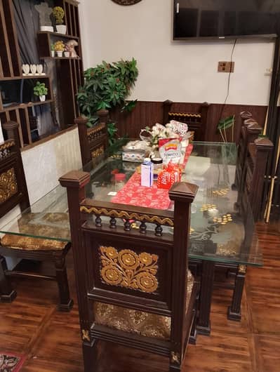 6 chair dininng table and book shelf no barging fixe rate