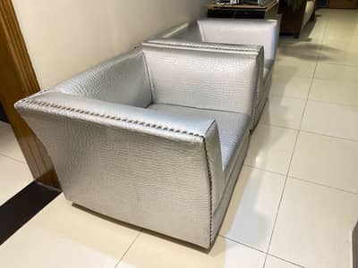 Decent and stylish silver sofa set !! 