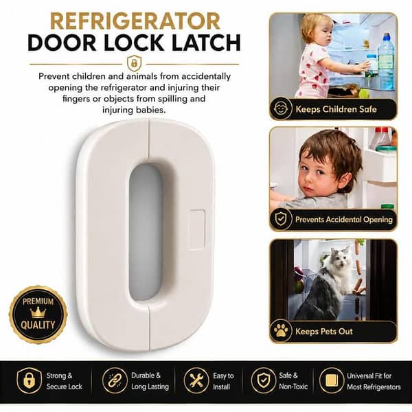 Refrigerator Child Safety Lock by [Brand] — Baby-Proof Fridge Door Lock with Strong Adhesive