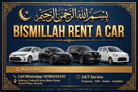 Bismillah rent a car 24/7 available