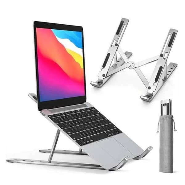 Premium Full Aluminum Laptop Stand: Best Quality, Foldable, Adjustable, Portable, Ergonomic Laptop Holder/Bracket for Desk & Bed (Multi-Color Options)