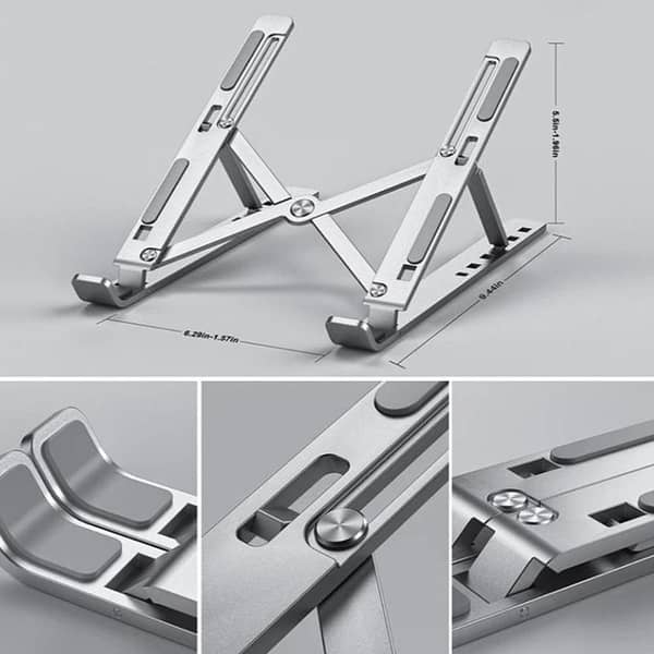 Premium Full Aluminum Laptop Stand: Best Quality, Foldable, Adjustable, Portable, Ergonomic Laptop Holder/Bracket for Desk & Bed (Multi-Color Options)