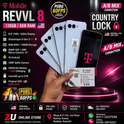 T-Mobile REVVL 8 – 128GB / 6GB RAM COUNTRY LOCK READ DISCRIPTION