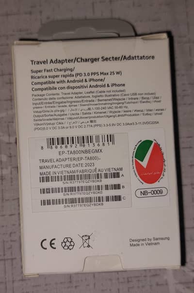 Samung 25w Charger With Cable.