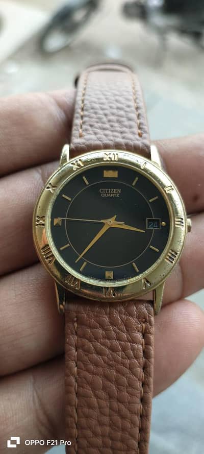 Citizen Black Dial Gold Tone 5510-K06860 Leather Belt.