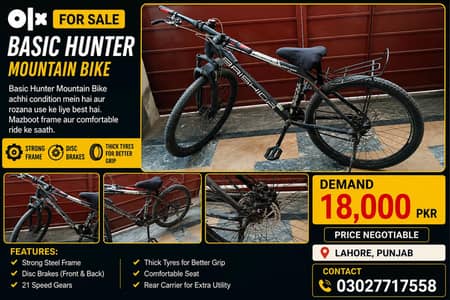 Basic Hunter Mountain Bike – Excellent Condition