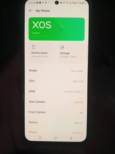 Infinix Hot 50 Pro 8 128gb full box 03190220397