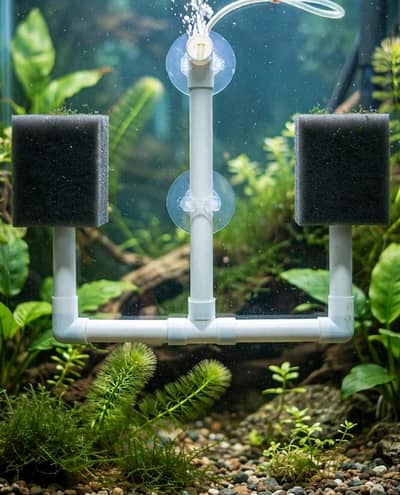 Beautiful white big filter,heater and slabs for aquarium.