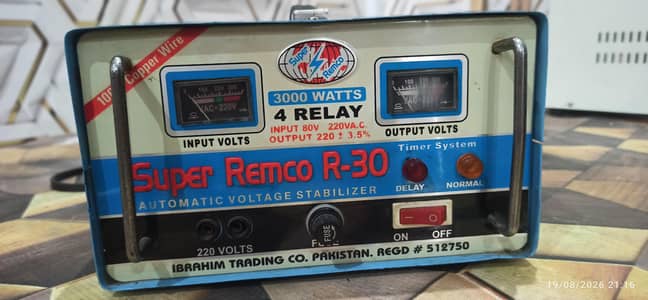 Super Remco R-30 3000W | 100% Copper | Automatic Voltage Stabilizer