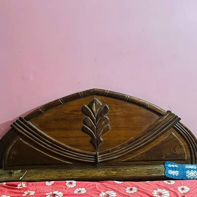 wooden double bed with spring mattress