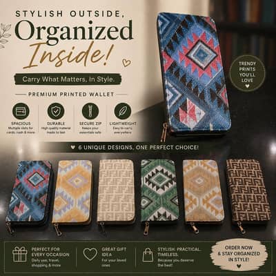 Stylish Printed Zipper Wallet for Women | Multiple Designs