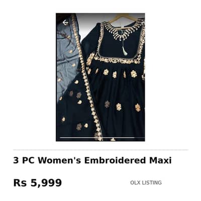 3PC Embroidered Maxi Dress – Eastern Grace | Ready to Wear