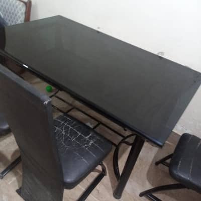 Full Black used Dining table for sale, 3 chairs only and single table