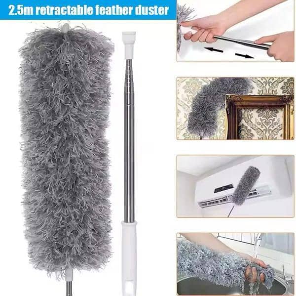 Super Long 280cm Microfiber Duster with Extendable Pole | Bendable & Washable Feather Duster for High Ceiling Fans, Cobwebs & Car Cleaning