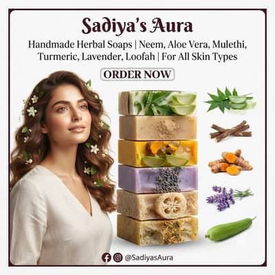Sadiya's Aura Organic Herbal handmade soaps.