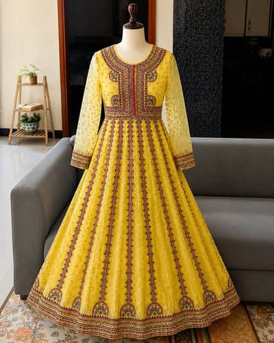 Mehendi frock by Maryam and Maria brand.