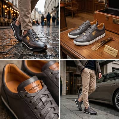 Ibiza Grey Leather Sneakers