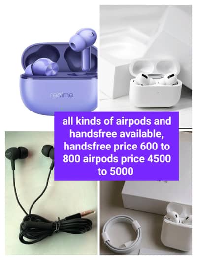 airpods and handsfree all kinds available