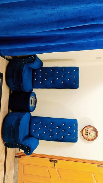 Zinc Velvet Coffee Chair Set with Ottoman