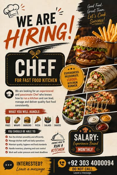 Chef for fast food.