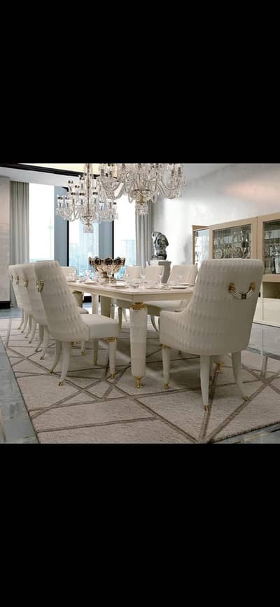 The Aurelia Grand Luxury Ivory & Gold 6- seater Dining Set