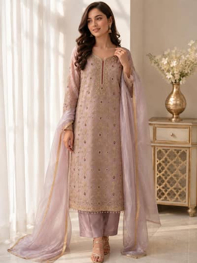 Elegant Embellished Three-Piece Ensemble