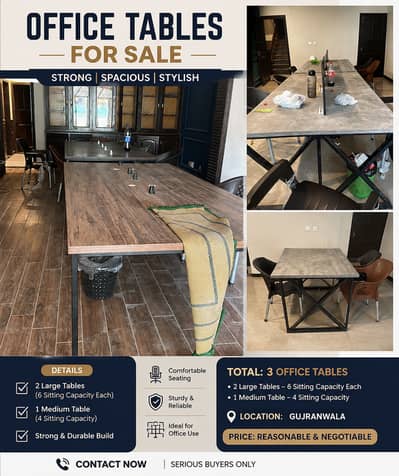 Office Tables for Sale – 6 & 4 Seater | Good Condition | Gujranwala