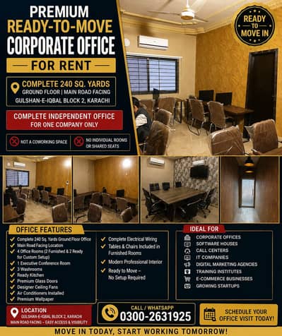 Fully Furnished Ready to Move Office for Rent – Gulshan Block 2