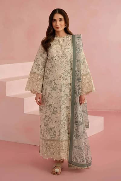 AFROZEH HIT CODE 3 pcs  unstiched chikankari Embroidered Suit