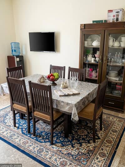 6 Seater Dining Table Set - 6 Wooden Chairs + Large Table