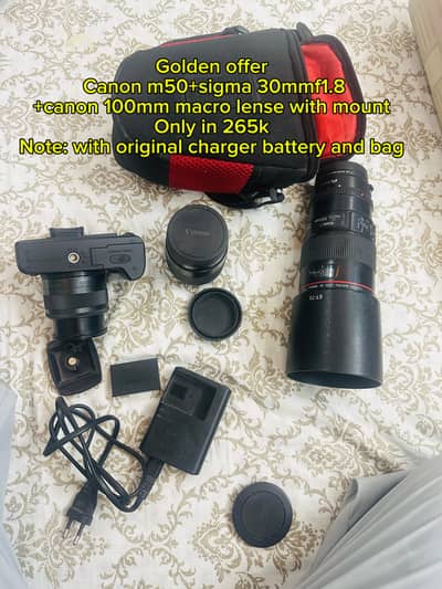 Canon m50 mirror less digital camera with lenses offer