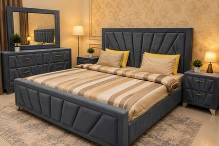 Complete Luxary Modern Bed Set With free Mattress for Sale