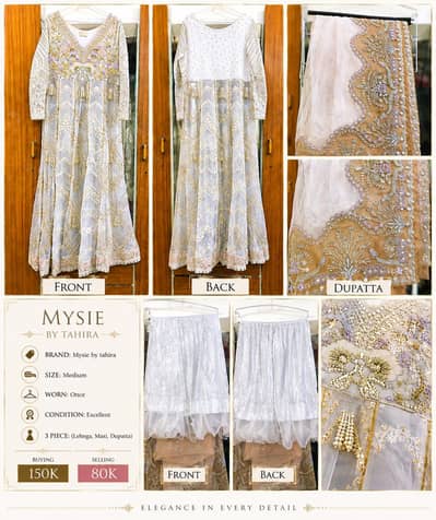 Elegant White and Gold Lehanga Maxi