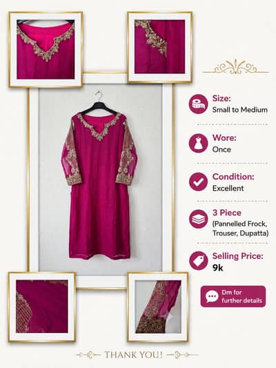 Elegant Meganta 3 Piece Dress