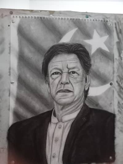 Imran Khan Portrait Sketch | A3 Size | Handmade Charcoal Art